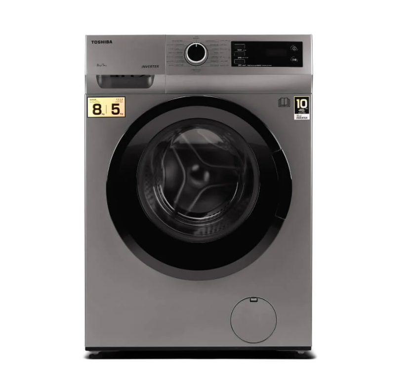 Toshiba Automatic Combo Washing Machine, 8 kg Washing Capacity, 5 kg Drying Capacity, Inverter, Silver