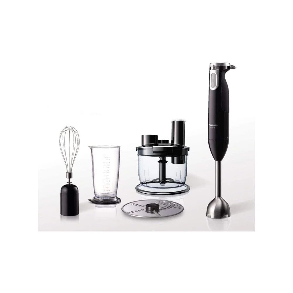 Panasonic Hand Blender, 600 W, Quad Blades, Chopper And Whisk, 1.2 L Bowl, Black