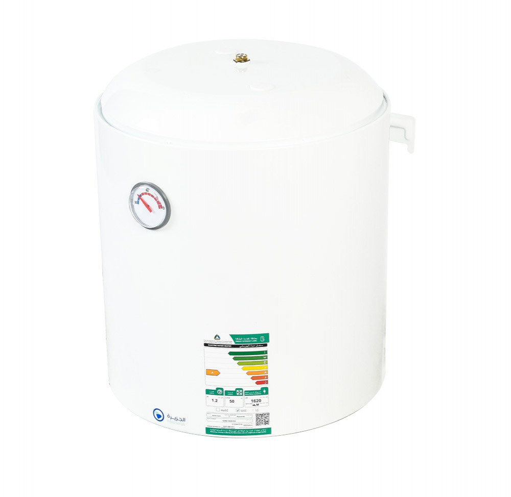 Electric water heater, Al Jazeera, 50 liters, white, rust resistant