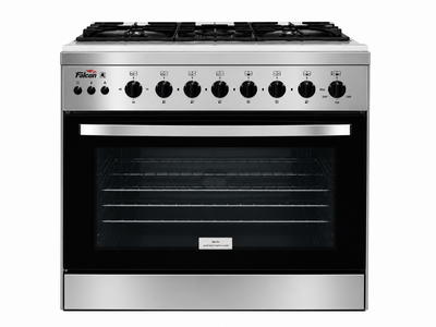 Falcon Gas Oven 55x80, 5 Burners, Self-Ignition, Steel Side Silver