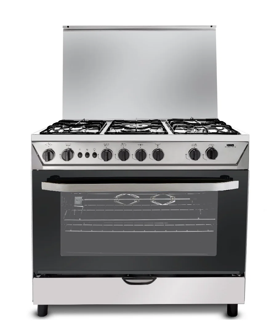 Haam Gas Cooker, 90×60, 5 Burners, Stainless Steel