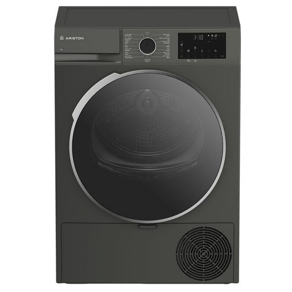 Ariston Dryer Front Load – Condensing – 8 kg Drying – 15 Programs – Gray