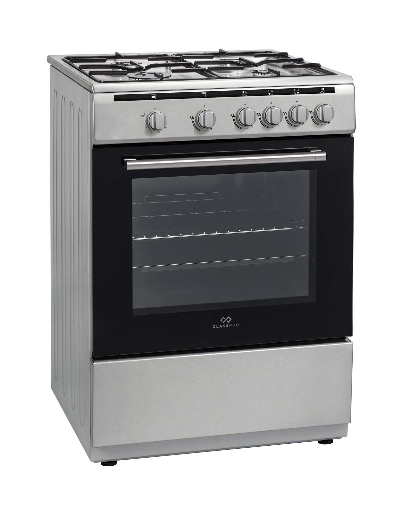 ClassPro, 60x60 cm, 4 Burner Gas Cooker, Oven 65L, Silver