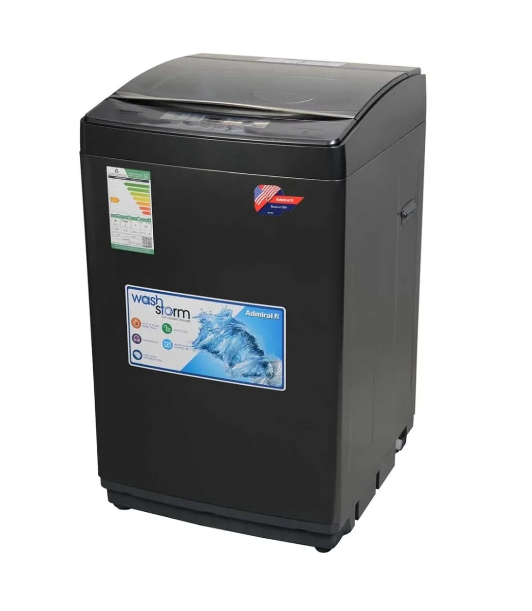 Admiral - Automatic Washing Machine, Top Load, 11 kg, 8 Programs, Fuzzy Logic Washing, Diamond Drum, Silver