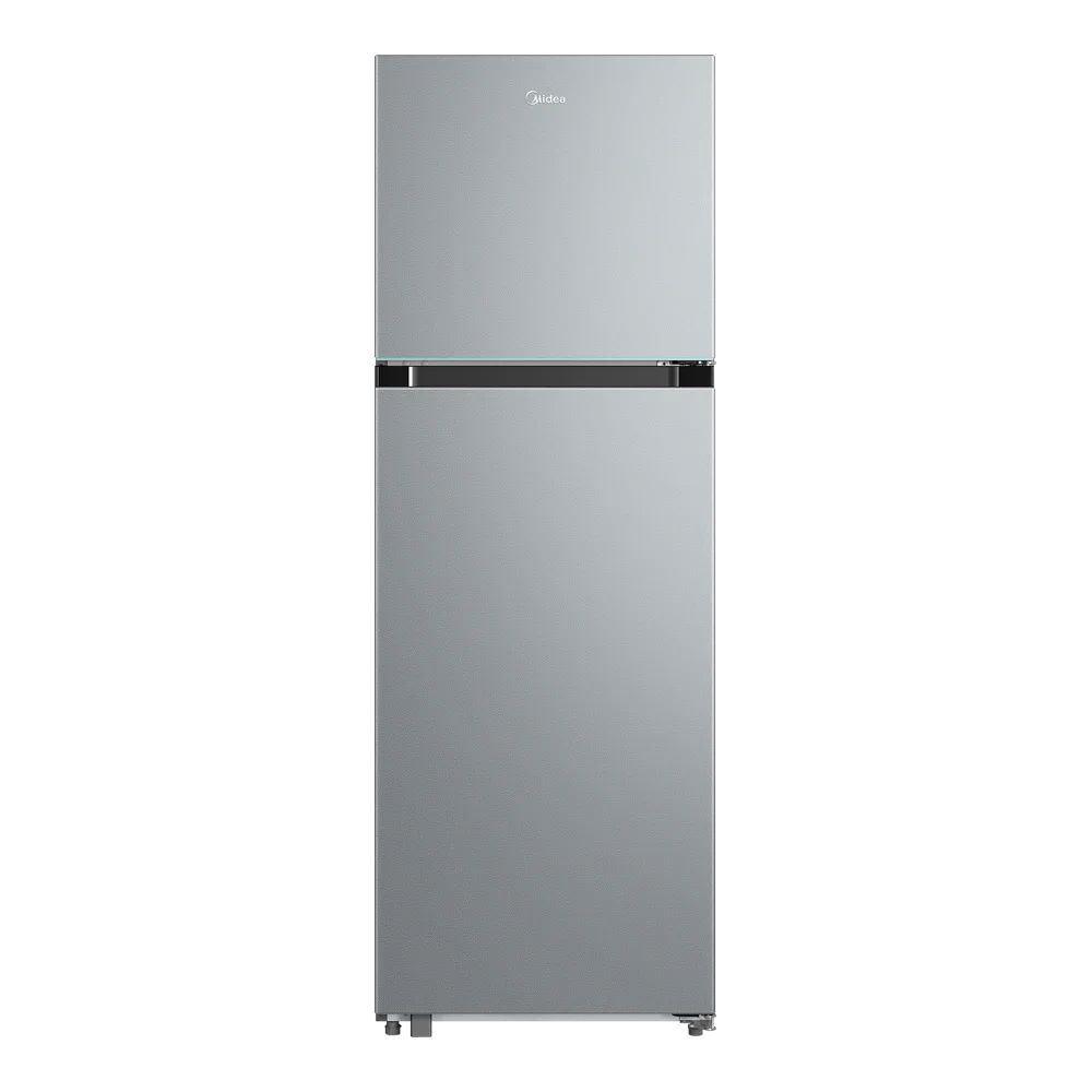 Midea Double-Door Refrigerator, Crystal Silver, 13.3 cu. ft. (Inverter, Electronic Control, 220/240V, 60Hz)