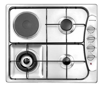 Kelvinator Built-In Hobs, 3 Gas Burners + 1 Electric Burner Stone, 60 Cm, Steel