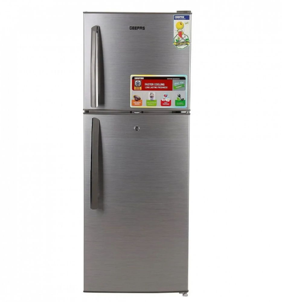 Geepas 2-Door Refrigerator, 168 Liters, 5.9 Cubic Feet, Silver