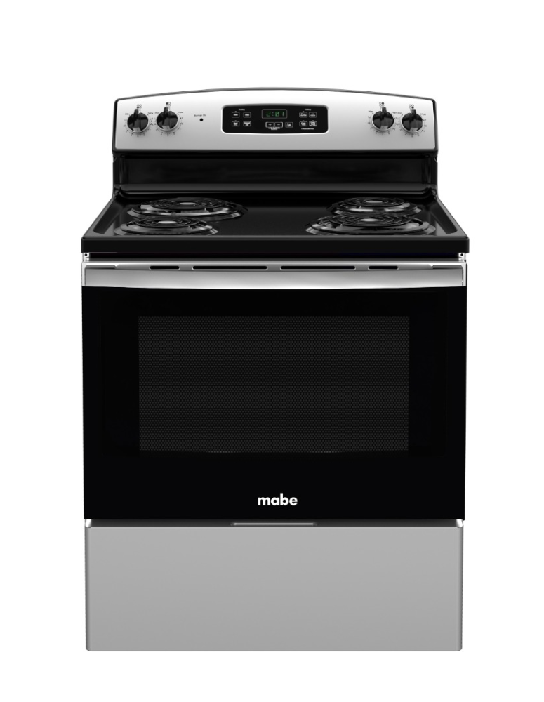 Mabe electric oven, 4 burners, spiral, stainless steel