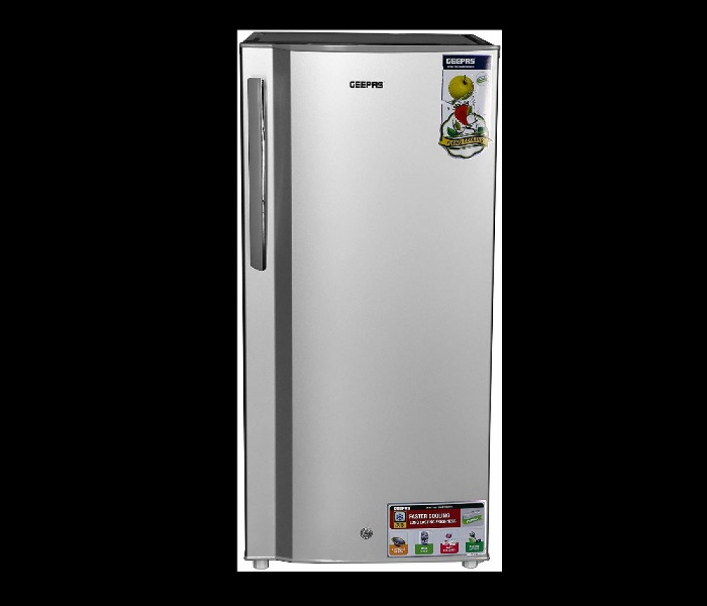 Geepas Single Door Refrigerator, 5.3 cu ft, 150 L, Silver