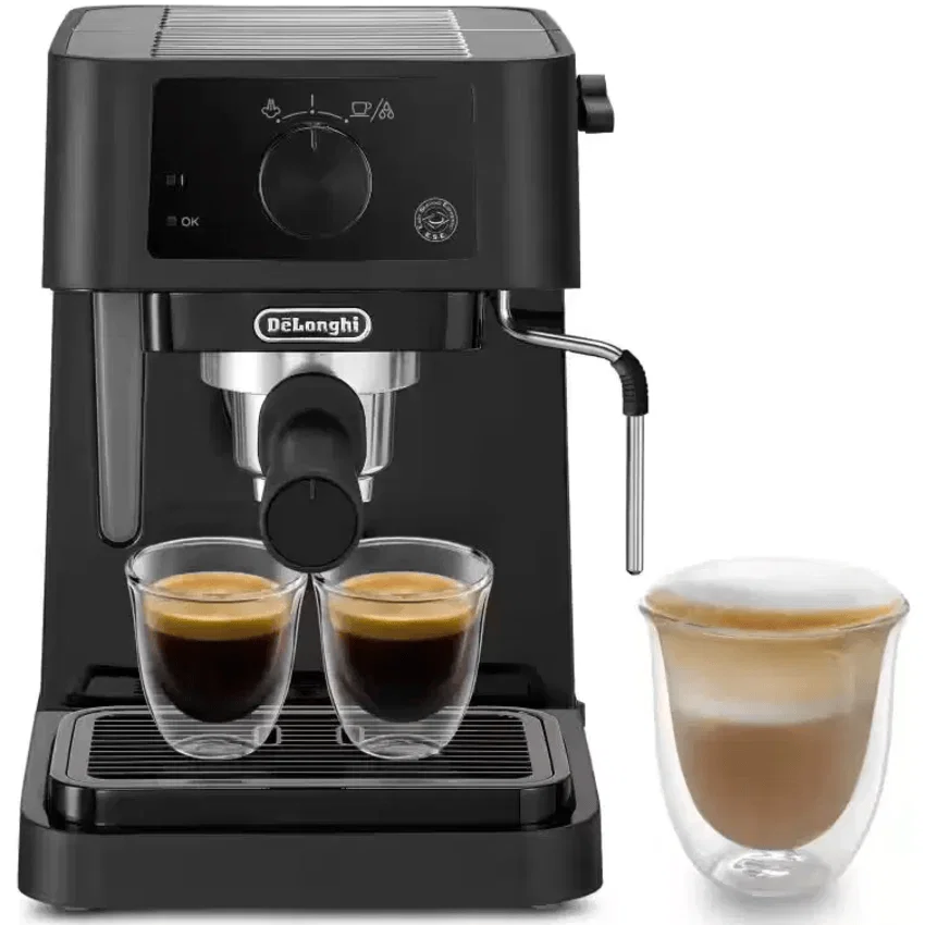Delonghi Coffee Maker Espresso Machine 1100W, 1 Liter Water Tank, 15 Bar, Manual Cappuccino System, Black