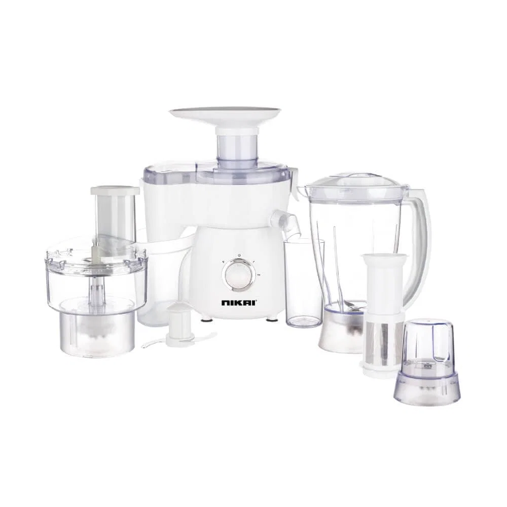 Nikai Food Processor, 400 W, Two Speeds, Grinder 300 Ml, Jug 1.5 L, White