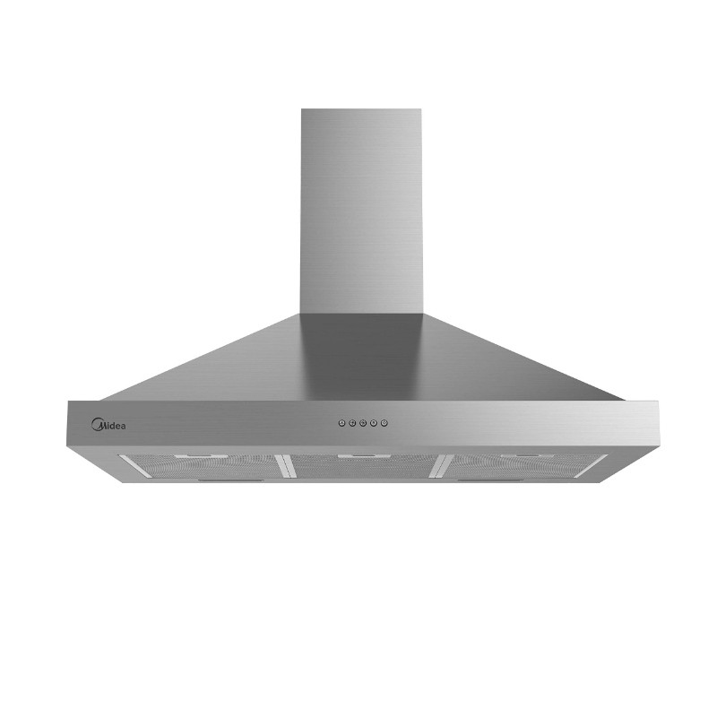 Built-in kitchen extractor fan, Midea 90cm, 4 speeds, 650 m/h, pyramid shape, stainless steel