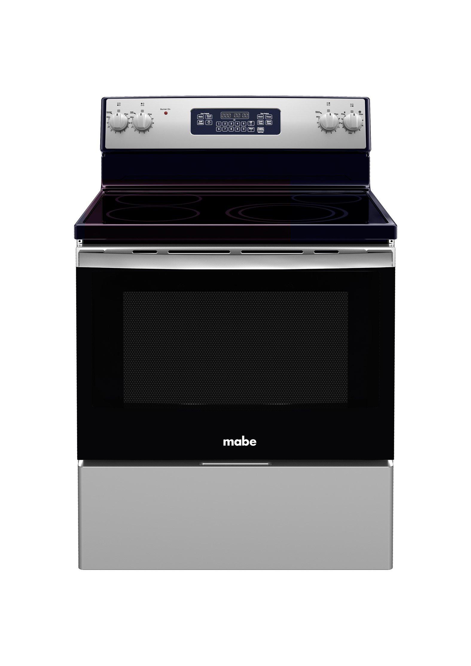 Mabe Electric Ceramic Cooking Range, 4 Radiant Burners,Black with Stainless Steel
