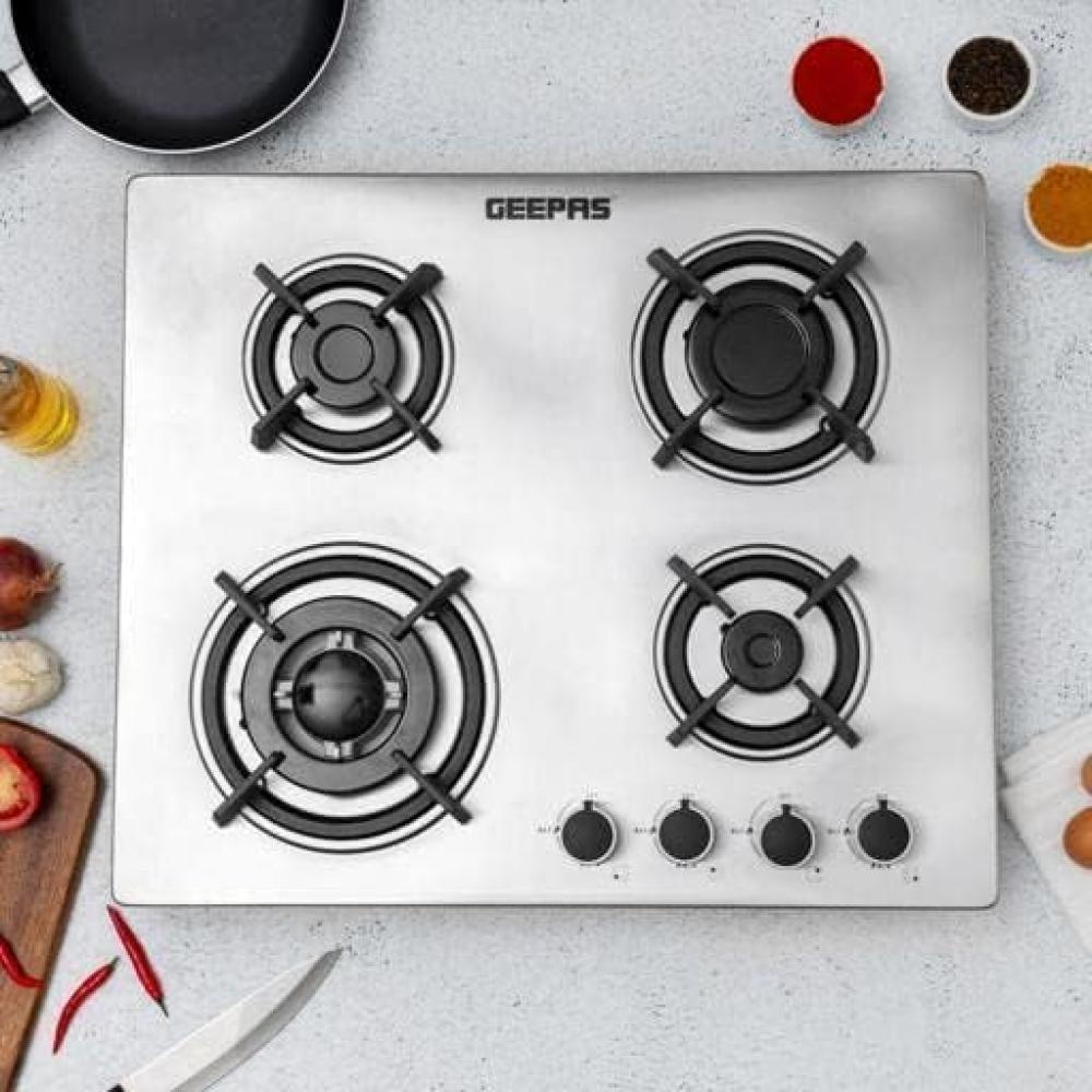 Geepas 4-burner gas hob, 60*50 cm, steel