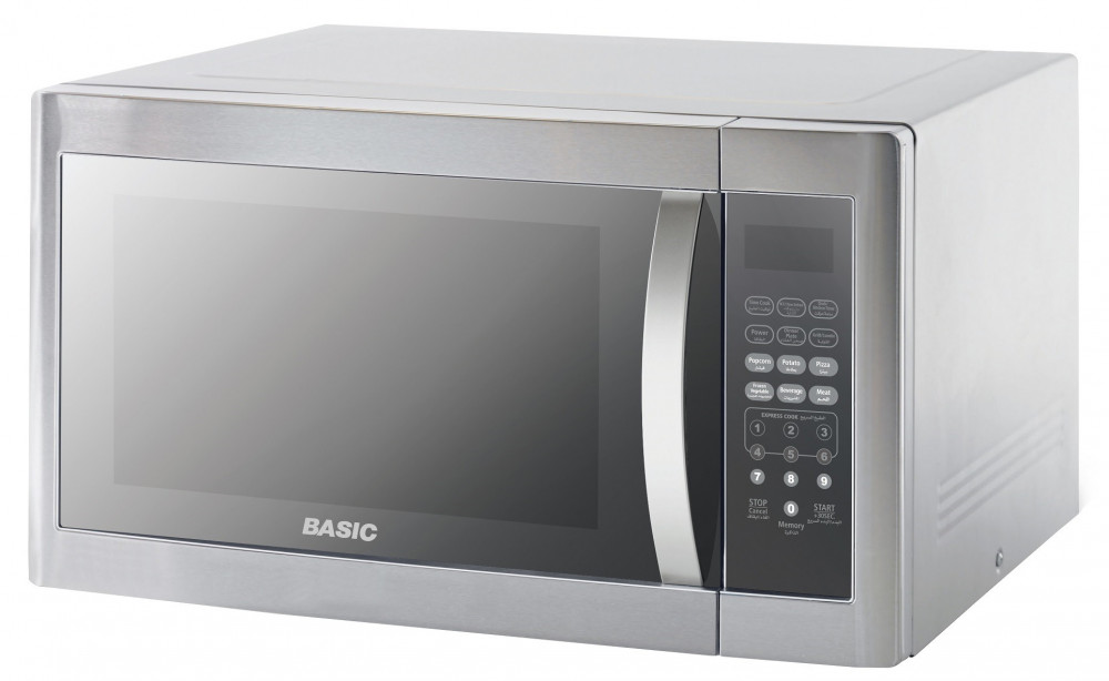 Basic 42L Microwave, Digital Display, Grill, 7 Functions, Silver