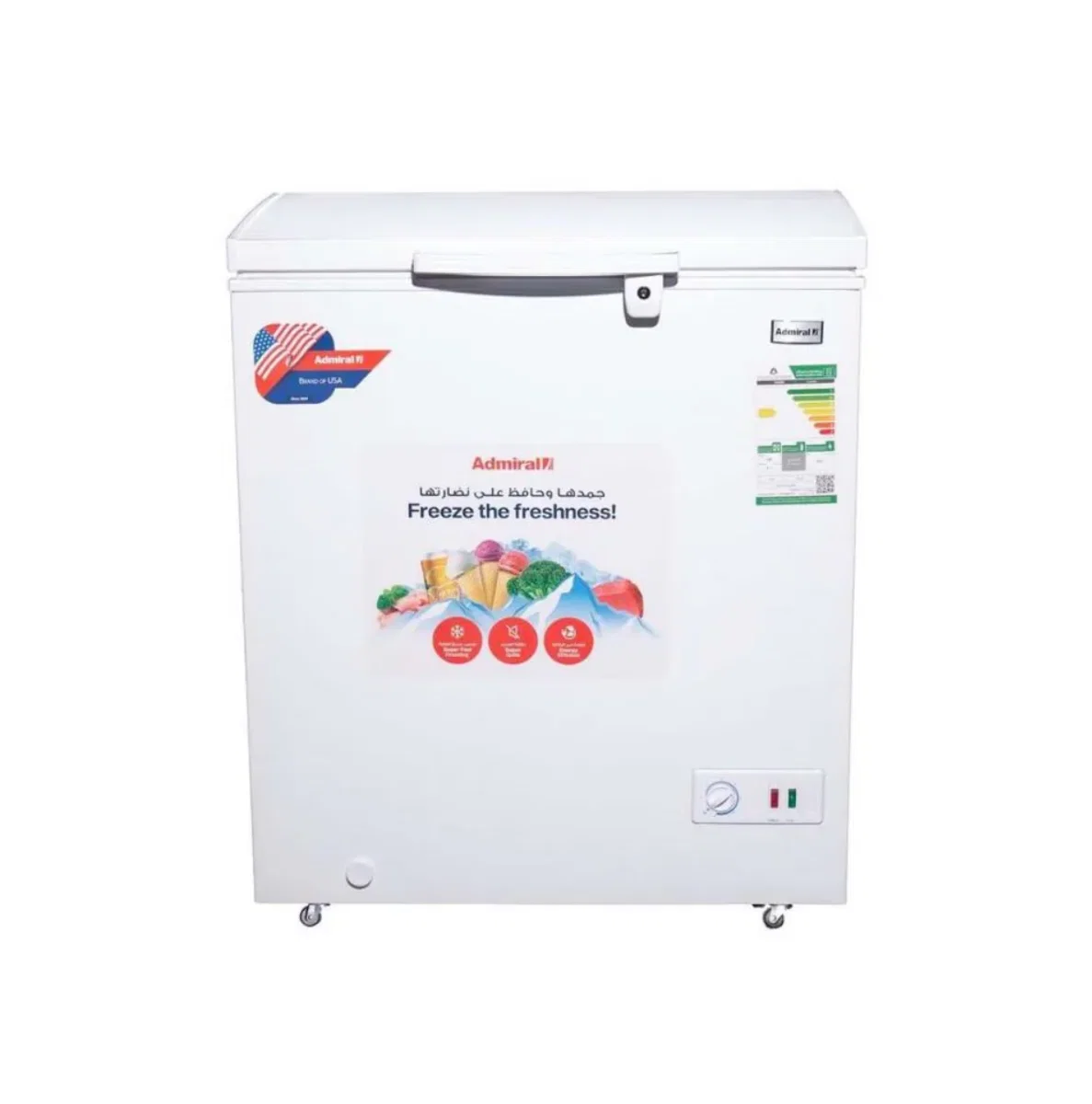Admiral Horizontal Freezer, 5 Cu. Ft. (142 L), External Handle, Mechanical Control, Ultra-Fast Freezing, Very Quiet Operation, Internal LED Light, White