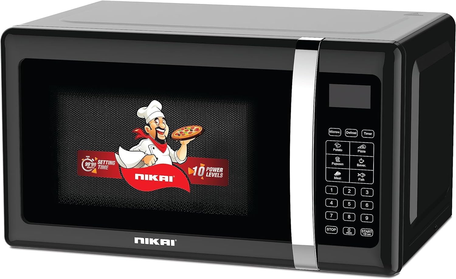 Nikai Microwave Oven 20L, 700W, Digital, Mechanical Knob Controls, Black