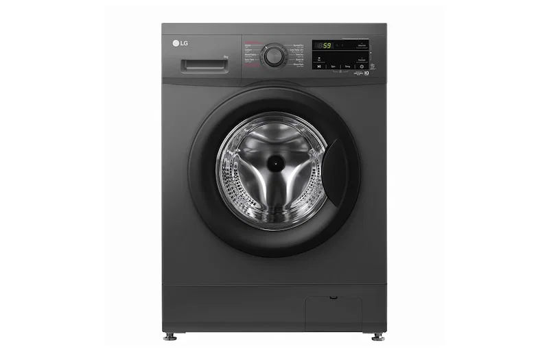 LG Front Load Automatic Washing Machine, 8 kg, Partial Drying, Inverter Direct Drive, Steam, Black