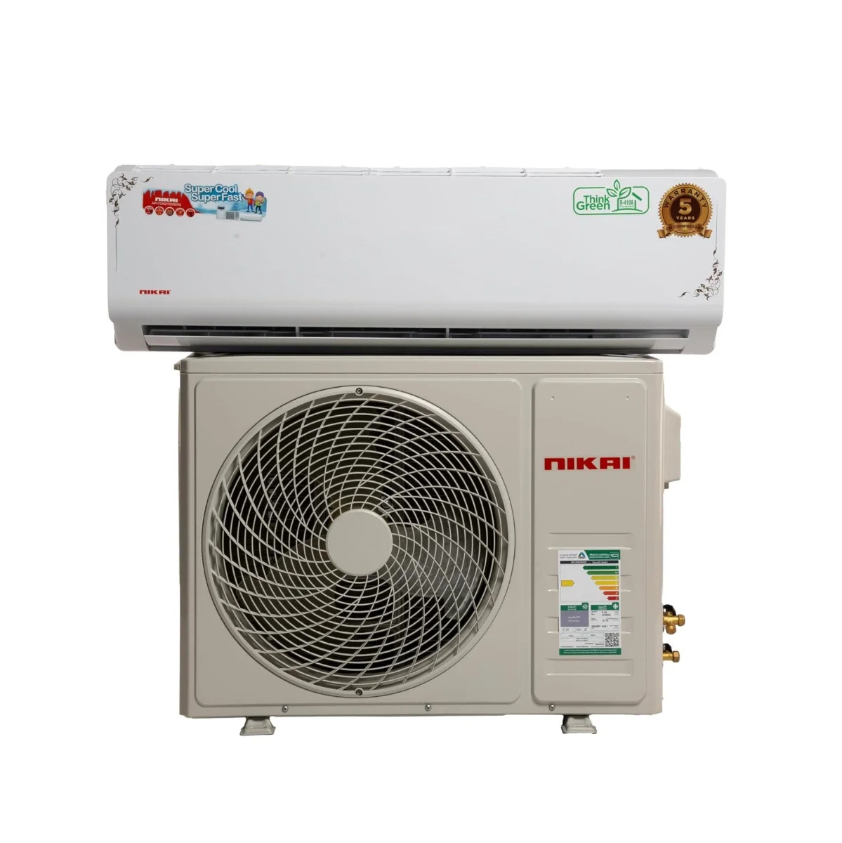 Nikai - Split Air Conditioner, Cooling Only, 21,200 BTU, Golden Fins, Turbo, 4-Way Air, White