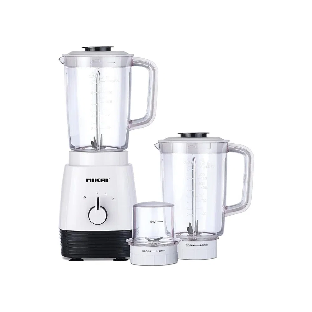 Nikai Blender, 3 In 1, 350 W, 1.5 L, 4 Speeds, White