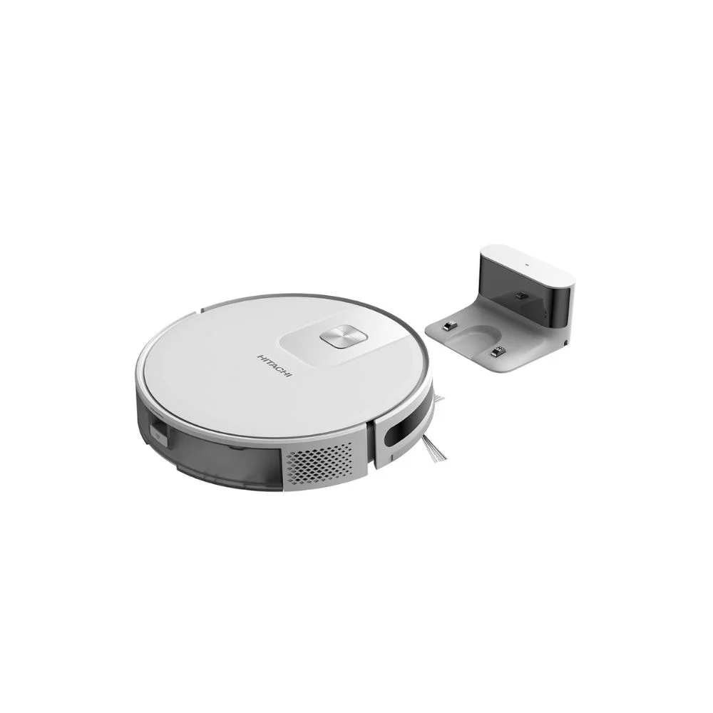 Hitachi - Smart Robot Vacuum Cleaner, (Dust Capacity 0.4L - Water Tank Capacity 0.3L - High Suction Power 2700Pa - Wi-Fi Control), White