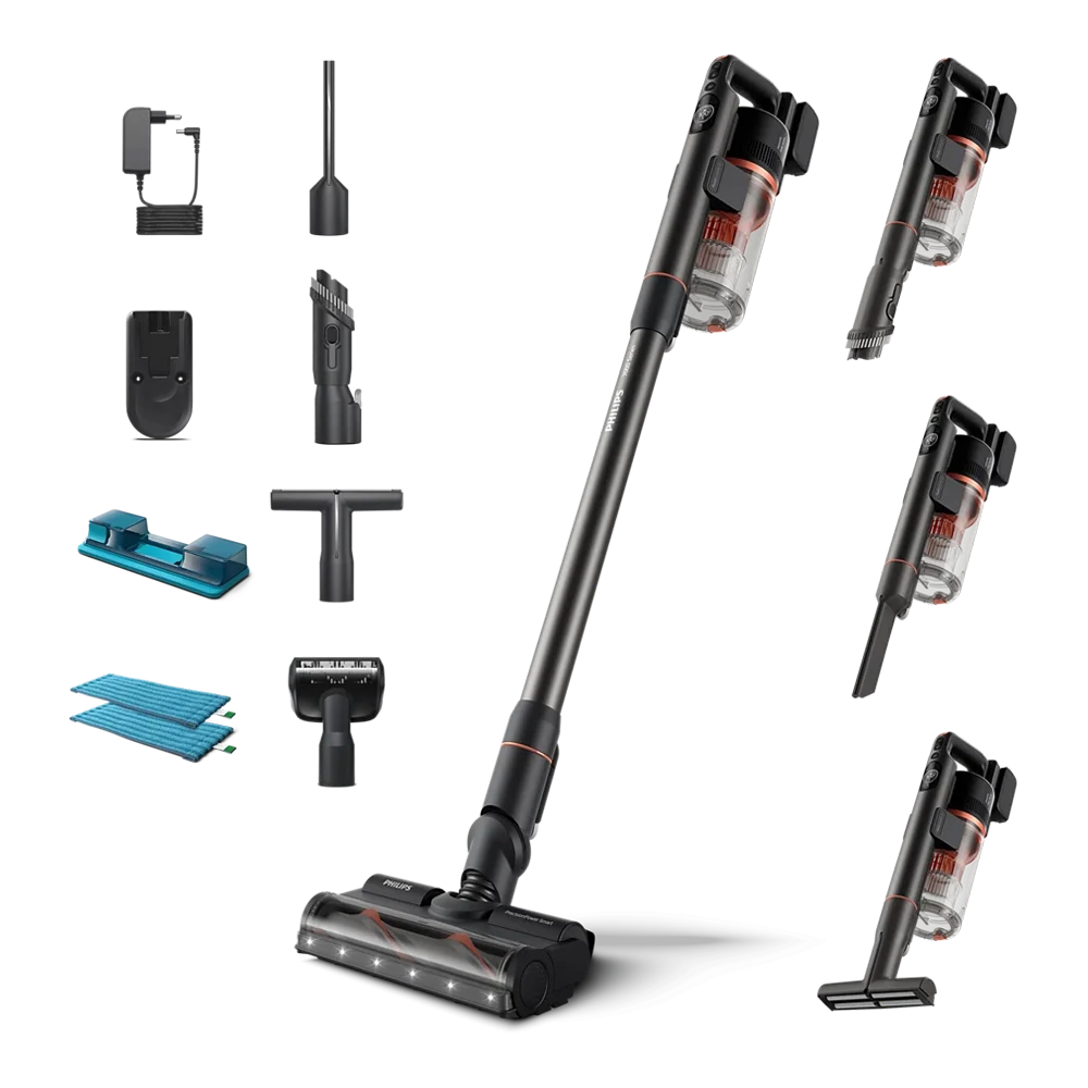 PHILIPS Cordless Vacuum Pet, 7000 Series, 25.2V,  < 80  dB, 0.6  L, Coral Red