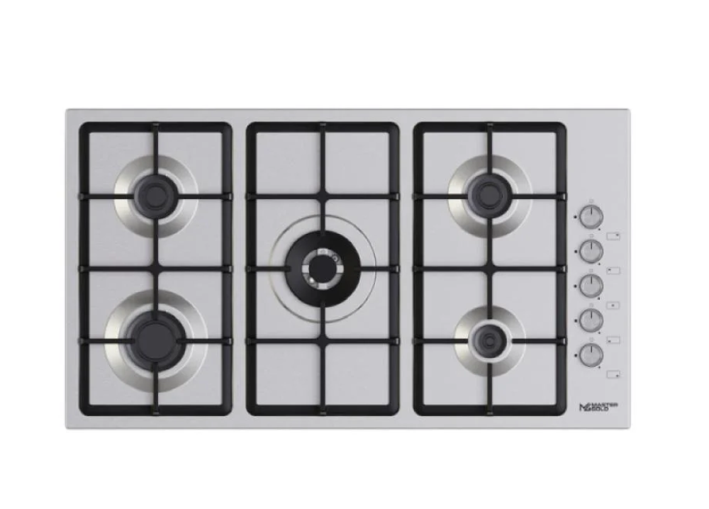 Master Gold 5-burner gas hob, 90 cm, steel