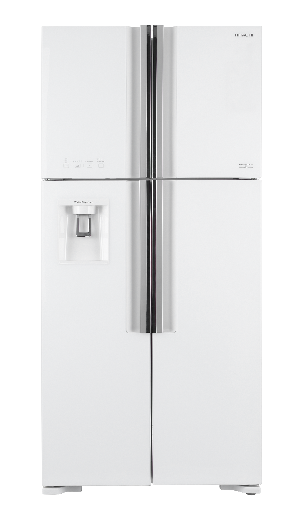 Hitachi 4 Door Big French Standard Refrigerator 14Cu.ft, Freezer 5.1Cu.ft, White
