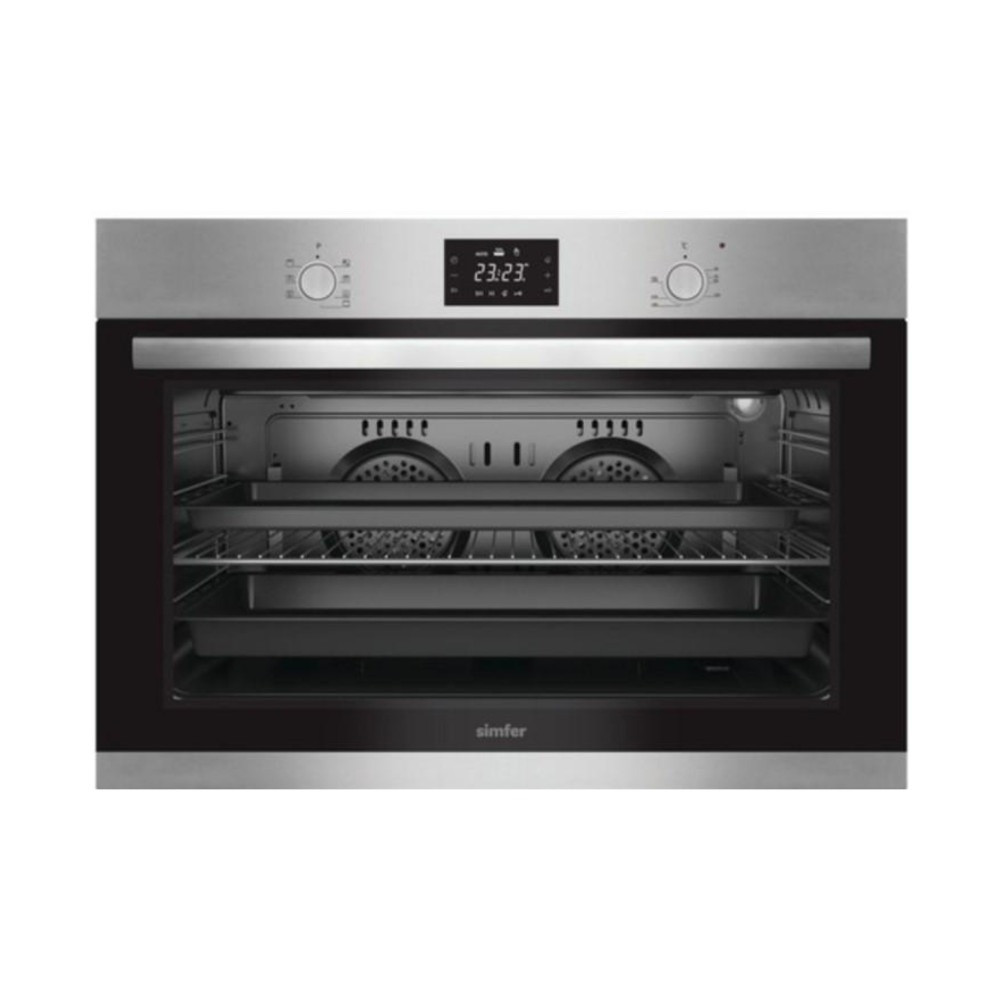 Simfer Built-in Electric Oven 90cm, 10 Functions, 142 Liters, 2 Fans, Steel