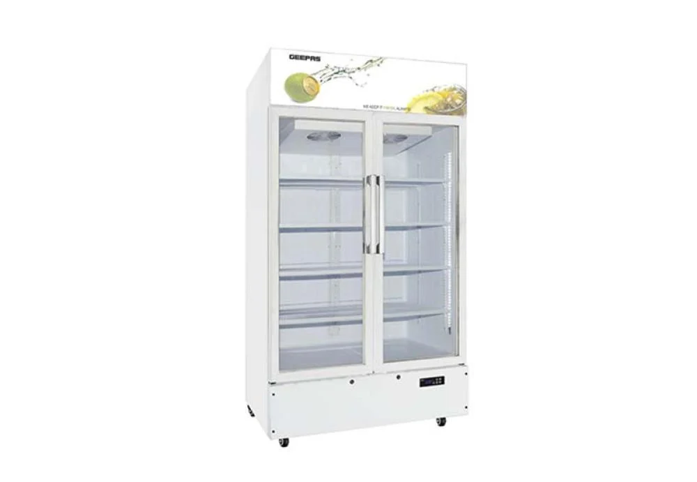 Geepas 768L Display Refrigerator, Two Glass Doors, White