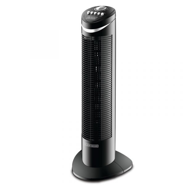 BLACK+DECKER Tower Fan – 3 Speeds – 50W – 120 min Timer – Black