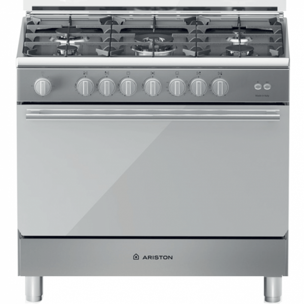 Ariston gas oven, 60*90cm, 5 gas burners, stainless steel, safety features