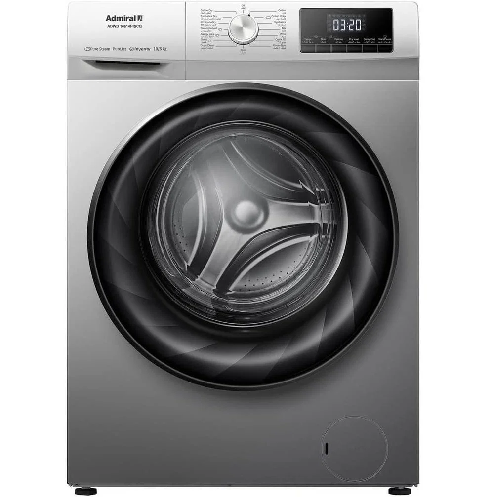Admiral - Automatic Front Load Washing Machine, 10 kg, 6 kg Dry, 100% Dry, Inverter, Jet Wash, Silver