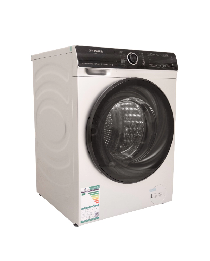 Fisher 12kg Front Load Automatic Washing Machine, 100% Drying, Silver