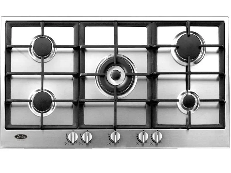 Tirm, Gas Cooktop, 90.9 cm, 5 Burner Hob, Steel, Italian
