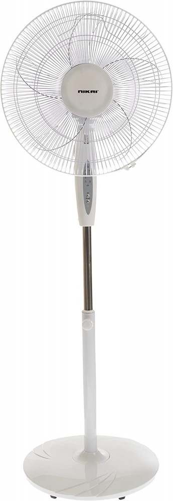 Nikai 16-inch Pedestal Fan, 3 Speeds, Remote Control, White