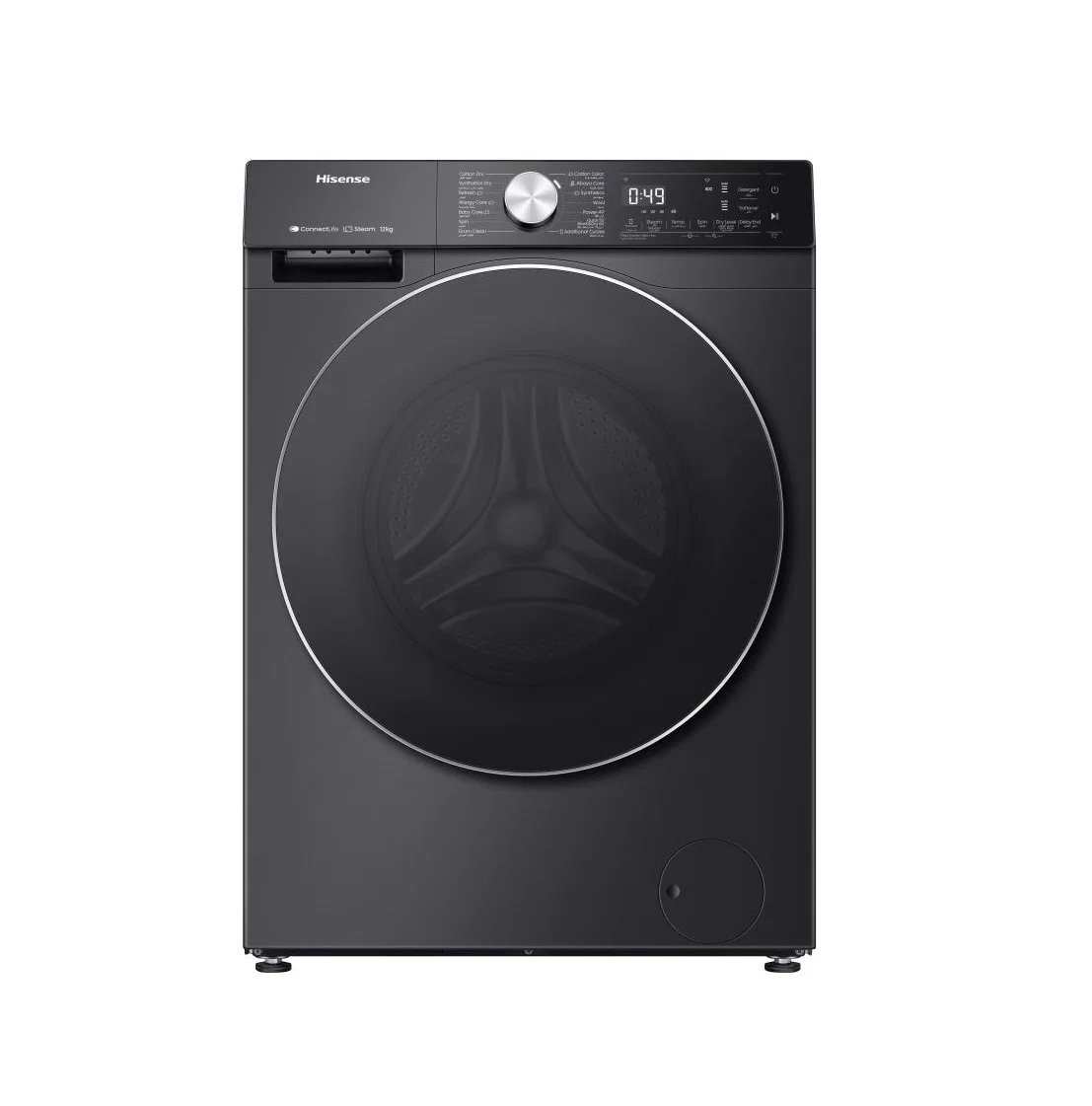 Hisense front-loading automatic washing machine, 12 kg partial drying, black