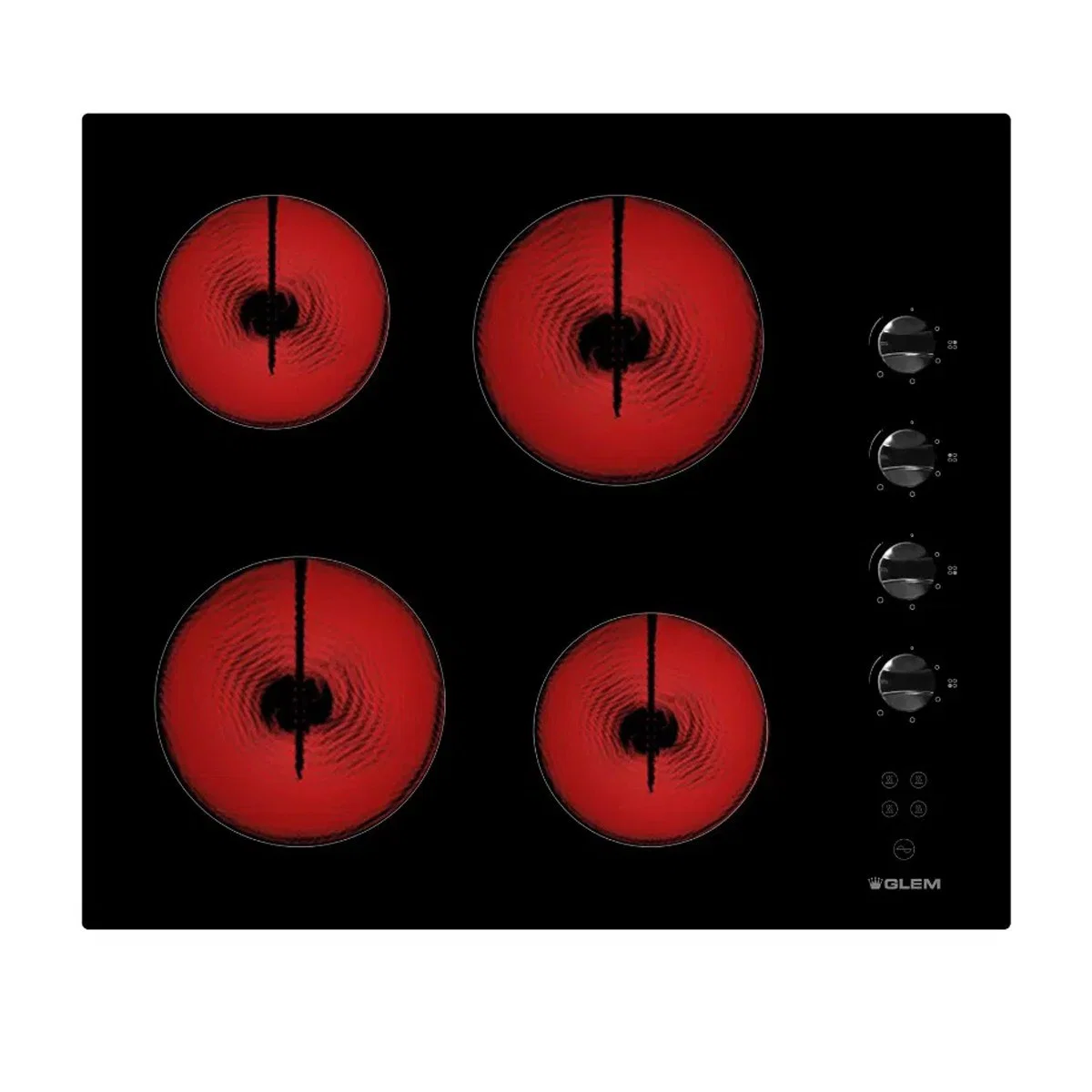 Glem Gas Built-in Electric Surface, 58 cm, 4 Eyes, Full Safety, Black, GTH64