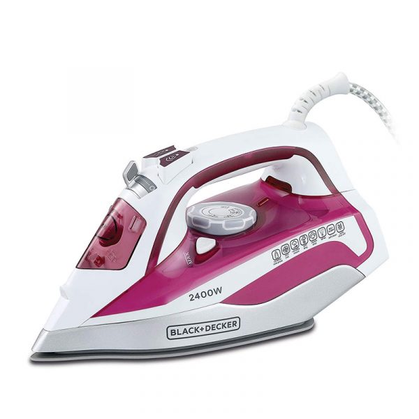 BLACK+DECKER Steam Iron – 380 ml – 2400 W – White/Pink