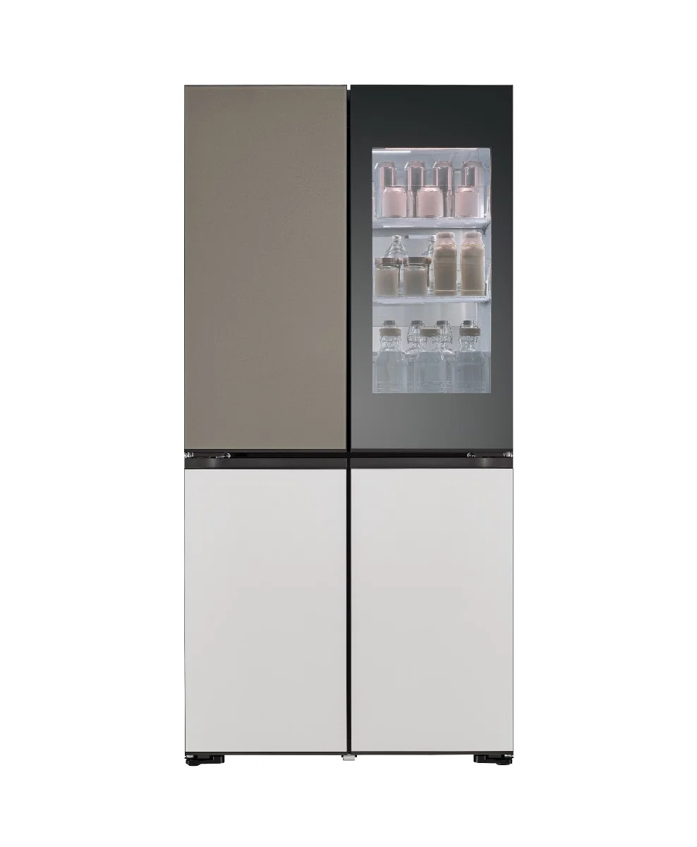 LG - InstaView Side-by-Side Refrigerator, MoodUP, 4 Doors, 18.6 Cu. Ft., 527 Liter Capacity, Smart Control, LED Doors, White/Silver