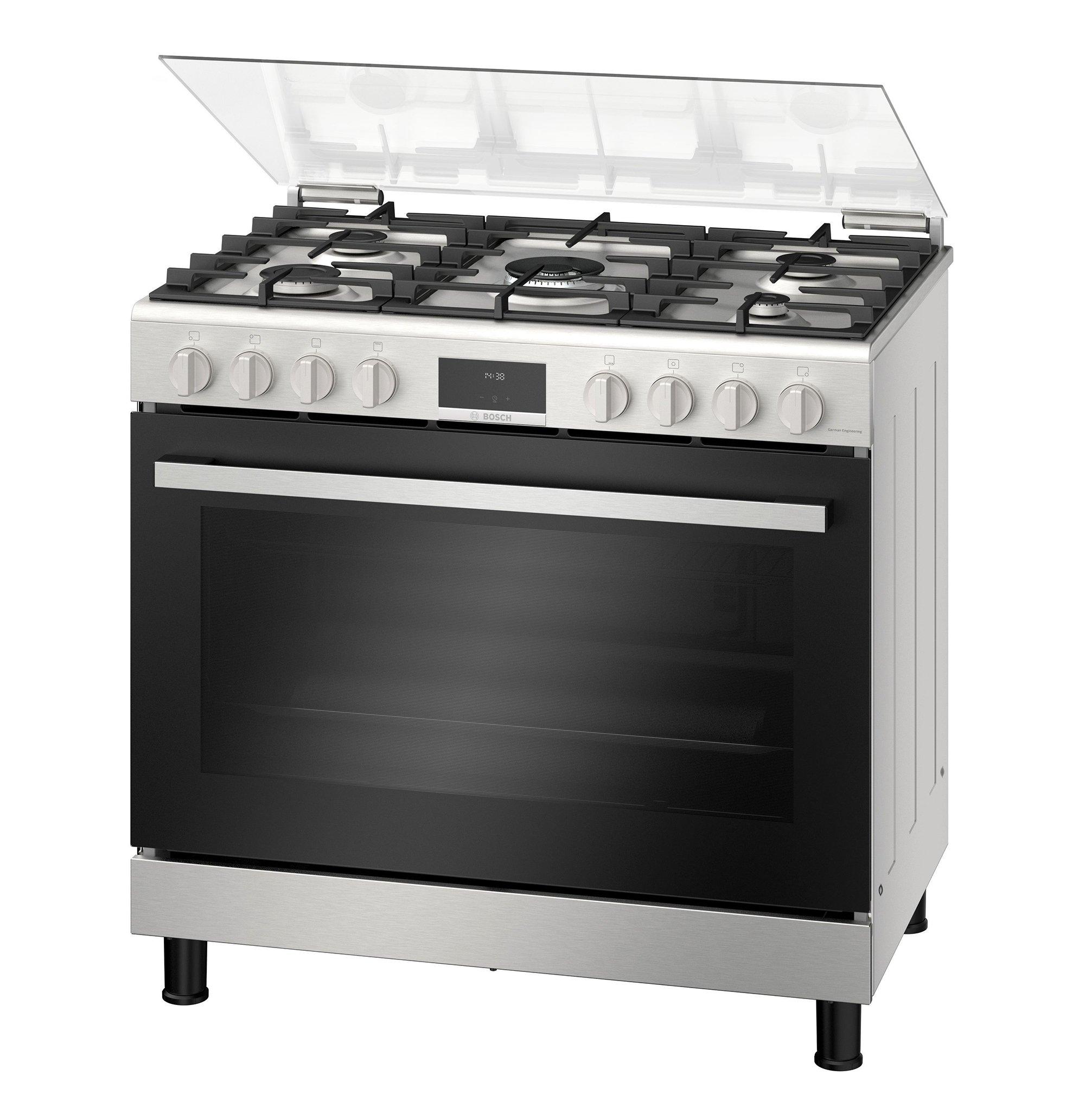 Bosch Freestanding Gas Cooker, 90X60, 5 Burners, Flame Failure Safety, Stainless Steel/Black