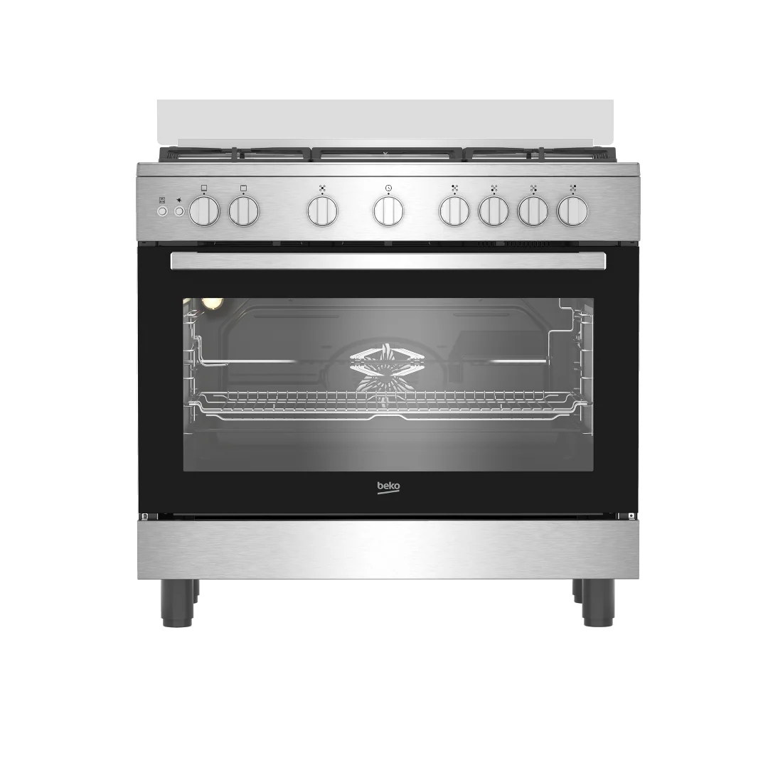 Beko Freestanding Gas Cooker with Fan-assisted Gas 90 cm Stainless Steel