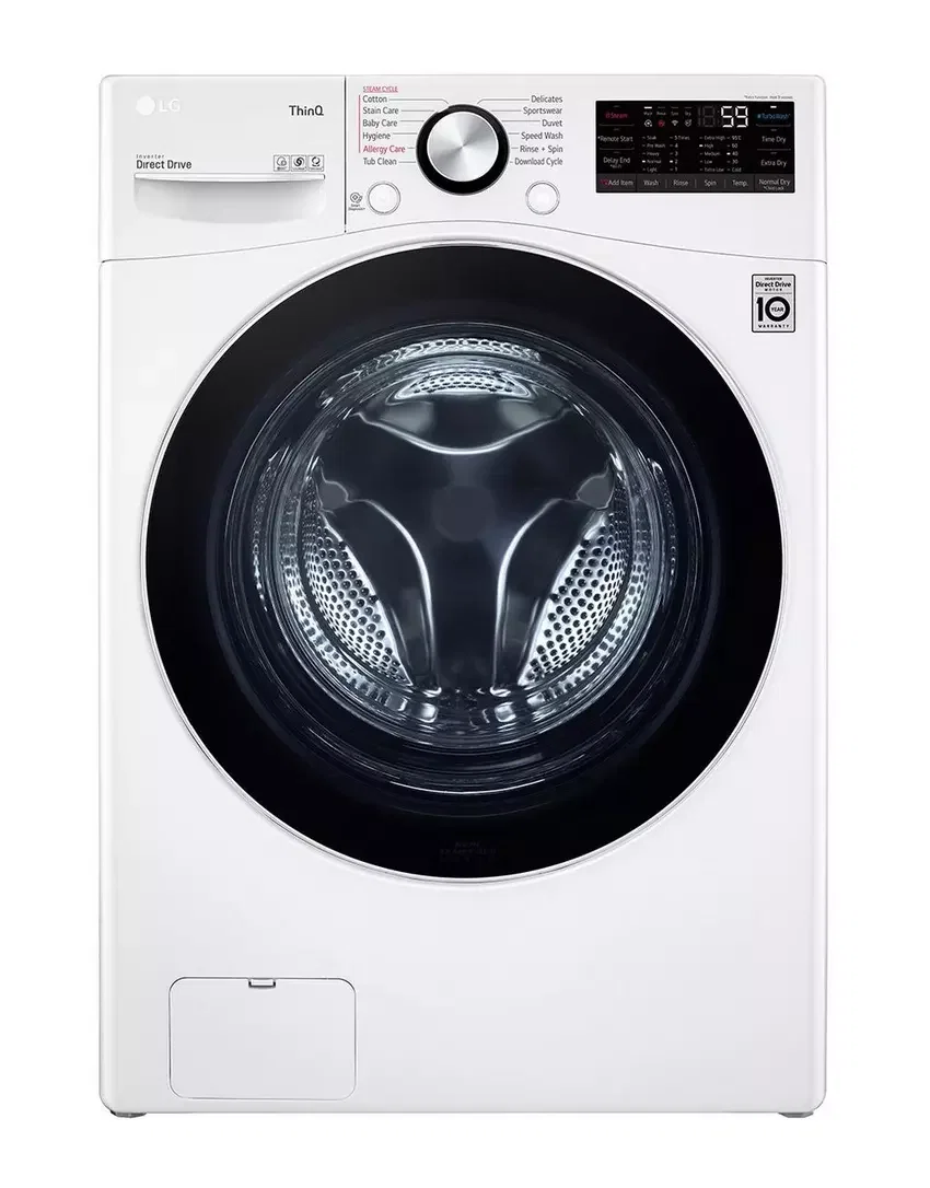 LG - Automatic Front-Load Washing Machine, 13 kg Capacity, AI DD Technology, 18% More Fabric Protection, Wi-Fi, White
