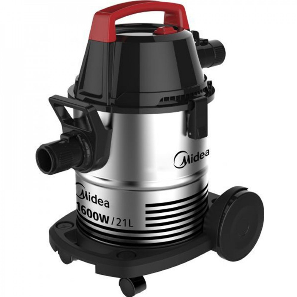 Barrel vacuum cleaner, Midea, 1600 watts, 21 liters, stainless steel body