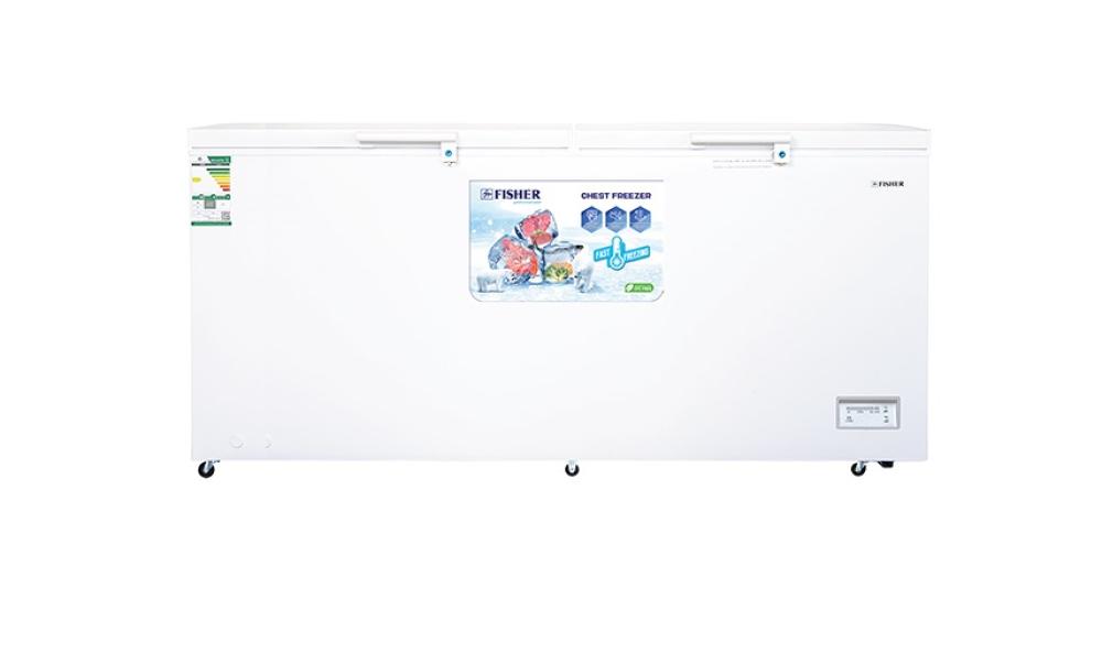 Fisher Two-Door Chest Freezer, 508 Liters, 17.9 Cubic Feet, White, Inverter