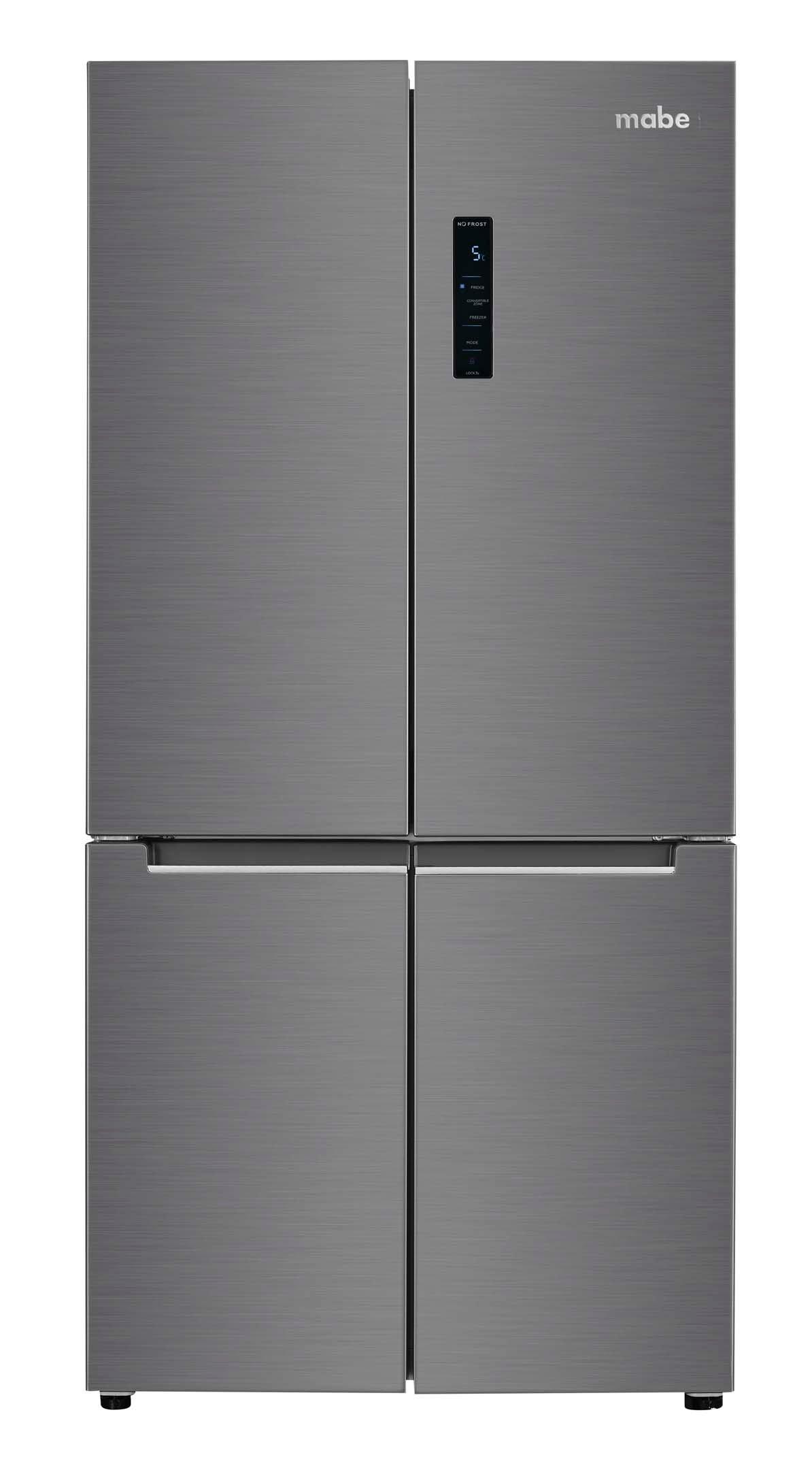 Mabe Side by Side T-Door Refrigerator 12.9Cu.ft, Freezer 5.2Cu.ft, Inverter, Stainless Steel