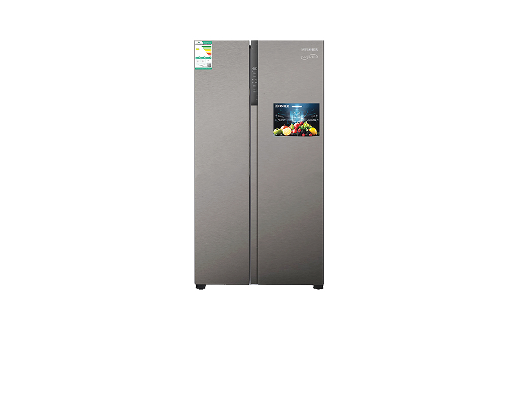 Fisher Side-by-Side Refrigerator 22.5 cu ft (630 L) Direct Cooling Inverter Silver