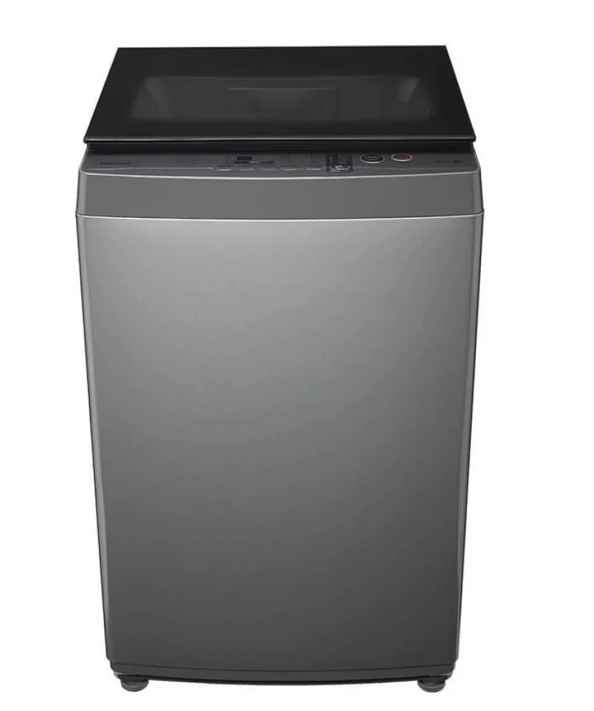 Toshiba 8kg Top Load Automatic Washing Machine, Glass Door, Silver