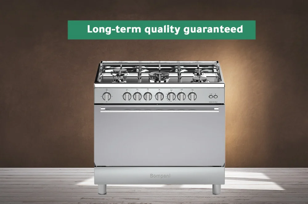Bompani Gas Oven 60*90 Heavy Duty Rack 5 Burners Stainless Steel, Italian