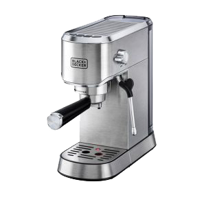 BLACK+DECKER Espresso Coffee Machine – Milk Frother – Manual Barista Pump – 1450W – Silver